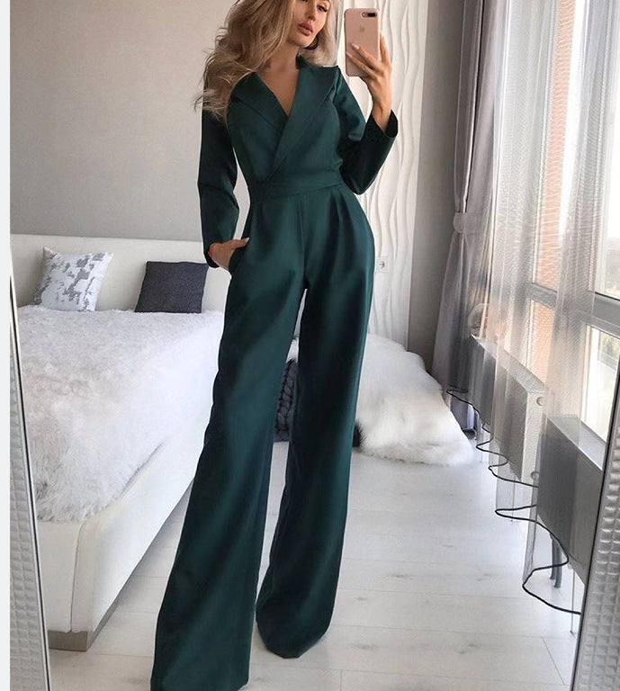 Women’s Jumpsuit | Long Sleeve Wrap-Front | Polyester Fabric | Flattering Fit & Comfortable Wear