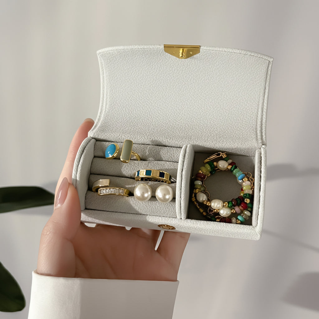 Charming Travel Jewelry Case with Secure Snap Closure