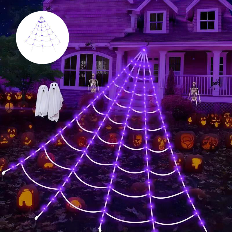 Halloween Spider Web Hanging Light with Timer for Indoor & Outdoor Decor