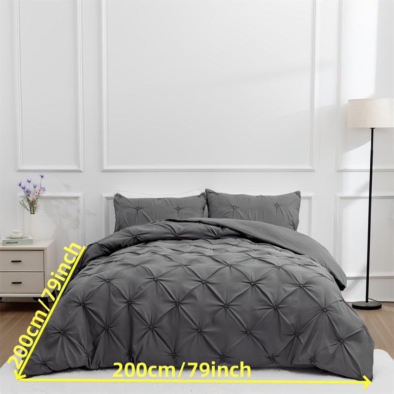 Duvet Cover Set | Quilted Texture | Breathable All-Season Comfort | Polyester
