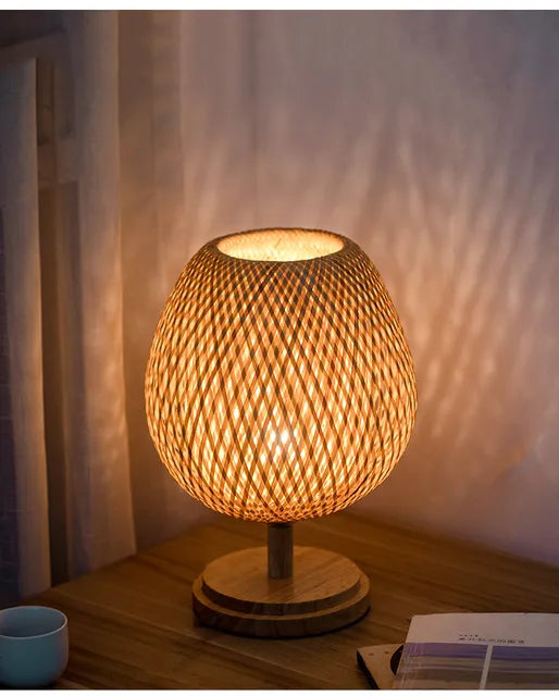 Illumo — Handwoven Rattan Table Lamp with Stepless Dimmer