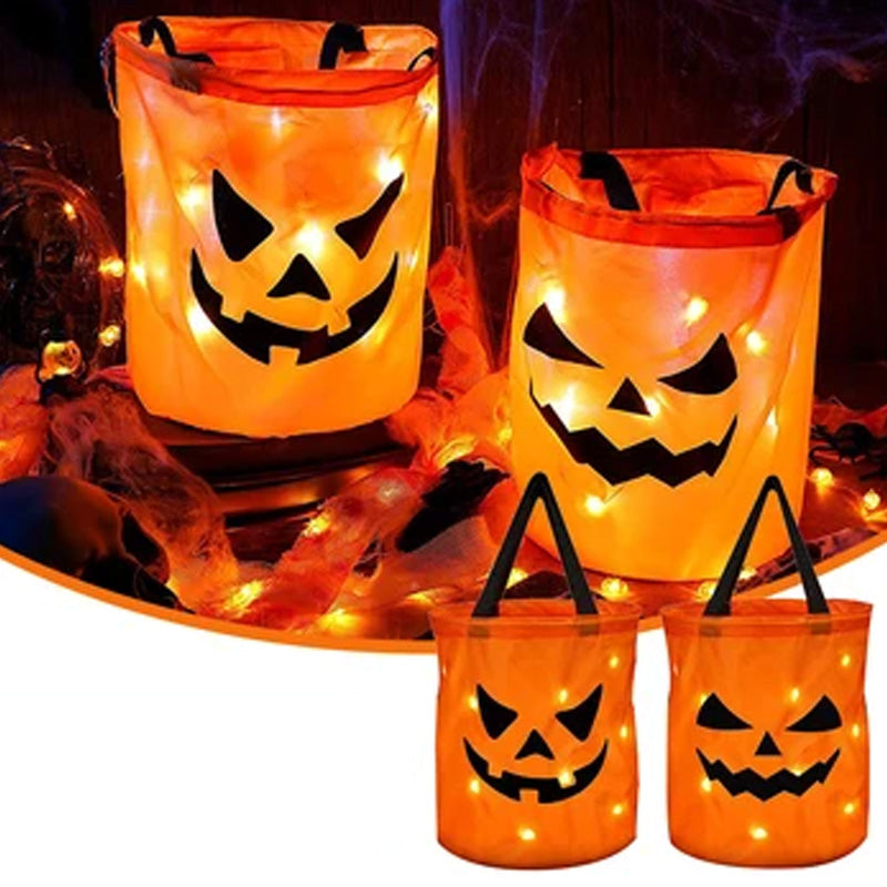 Personalized Halloween Pumpkin Tote with Glowing LED Lights