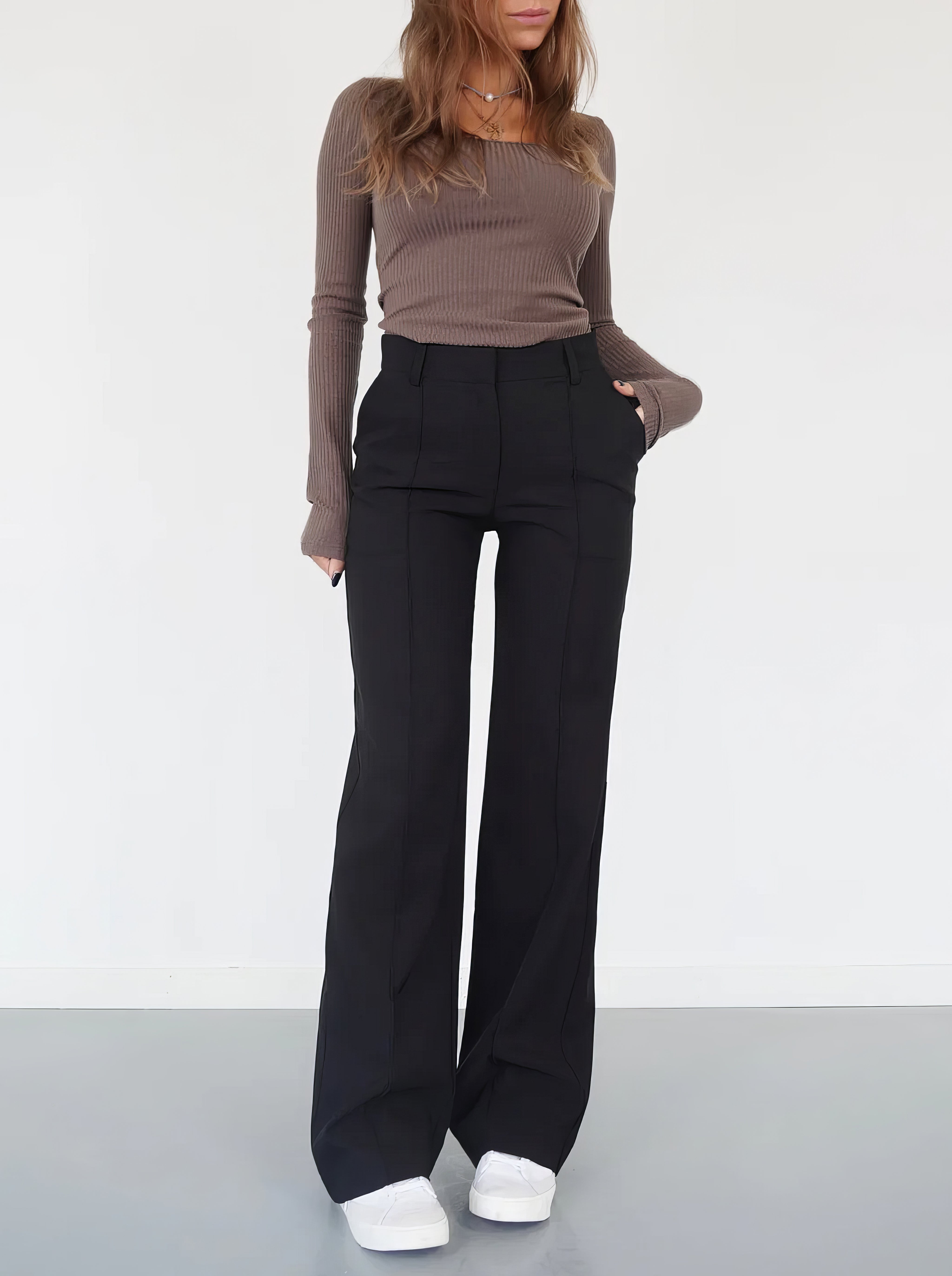 Women’s Wide-Leg Trousers | Loose Fit & Elastic Waistband | Durable Fabric | Comfortable All-Day Wear