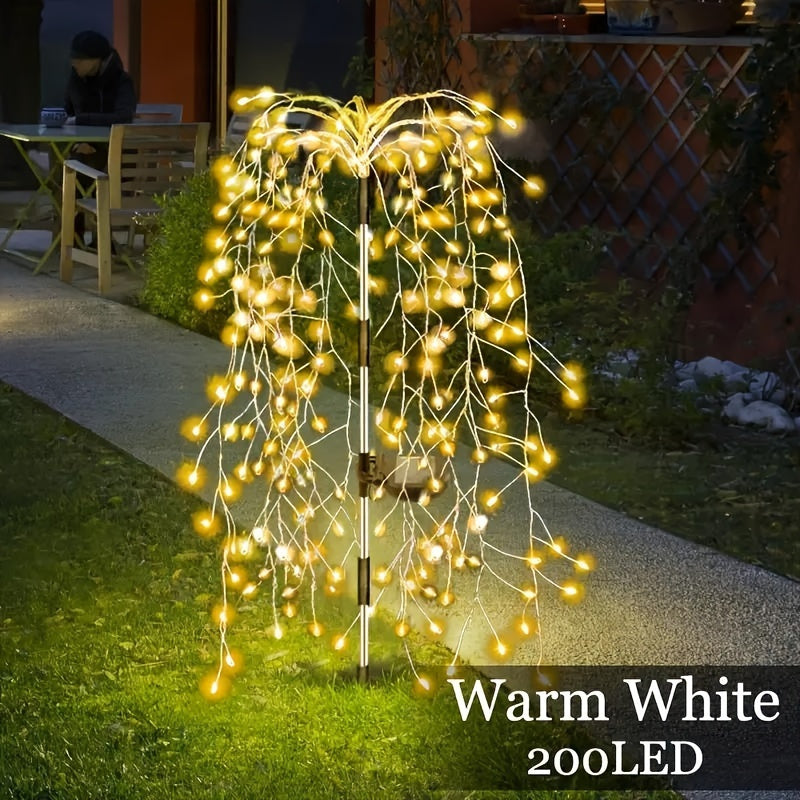 Solar-Powered Outdoor LED Willow String Lights Multicolor Glow for Halloween