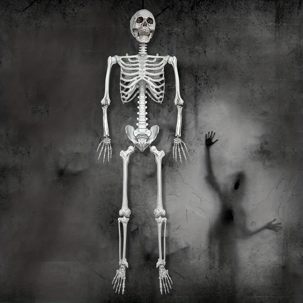Oversized Halloween Skeleton Decoration with Poseable Joints for Haunted Houses