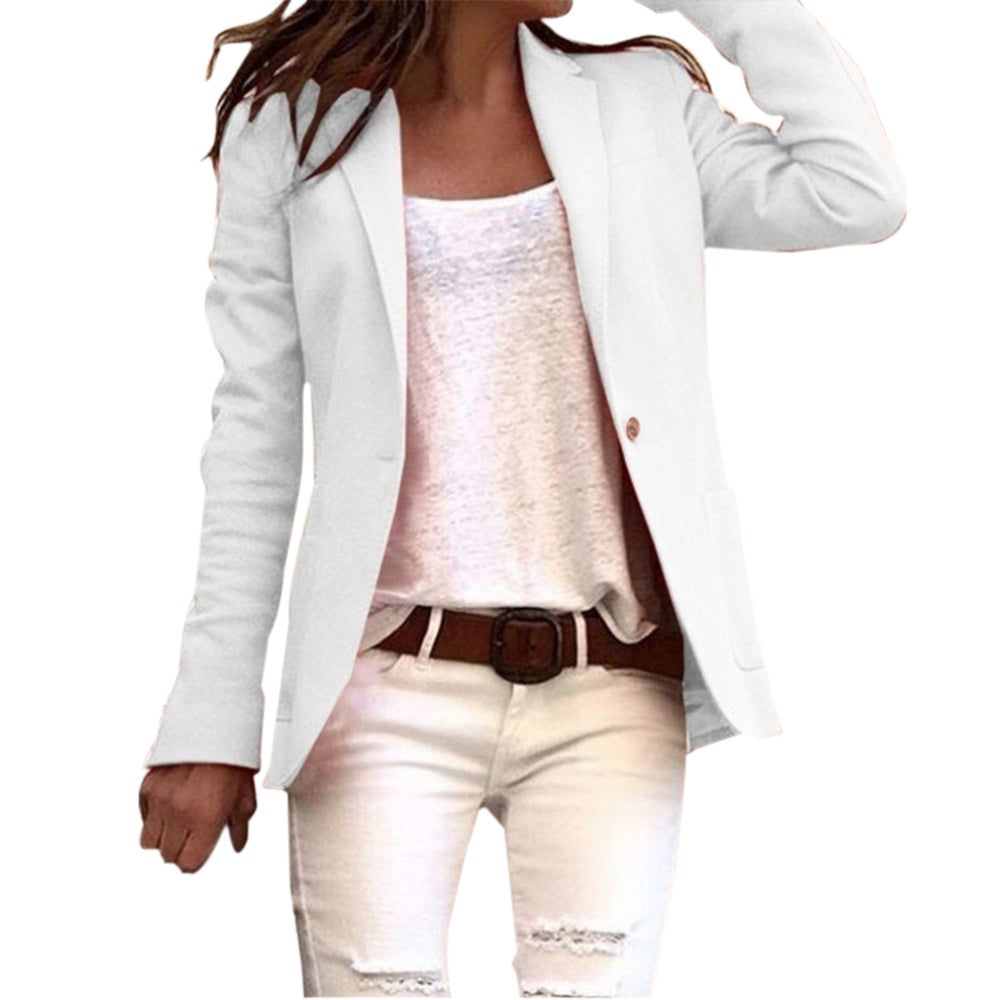 Women's Slim-Fit Blazer | Notched Lapel & Single Button | Polyester Fabric | Autumn Wear