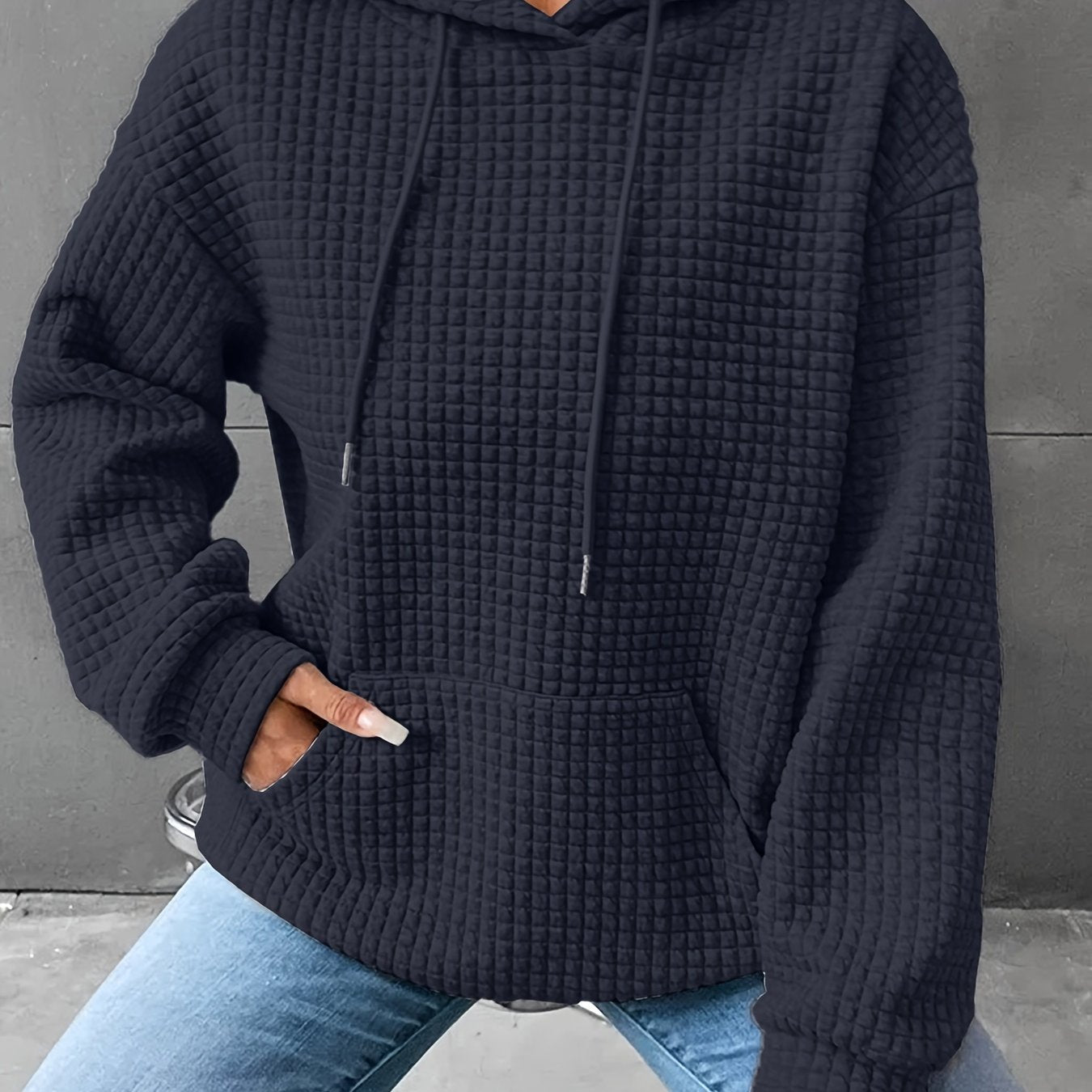 Plus Size Hoodie | Waffle Knit | Casual Comfort Wear | Polyester Blend