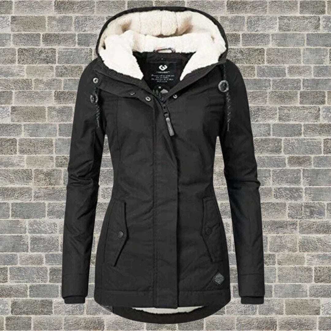Women’s Winter Coat with Hood | Faux Shearling Lining & Multiple Pockets | Warm & Comfortable Fit
