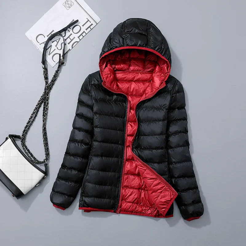 Reversible Hooded Down Jacket | Lightweight Insulated & Quilted Design | Dual-Style Versatile Warmth