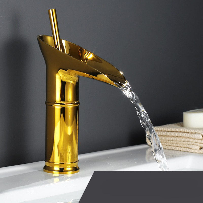 Valloren — Vintage Brass Waterfall Bathroom Faucet with Smooth Flow