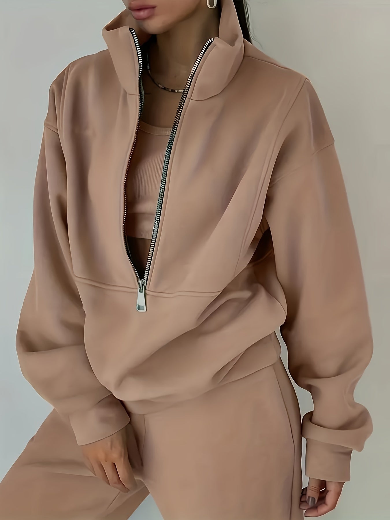 Women's Lounge Set | Zip-Up Sweatshirt | Comfortable Relaxed Fit | Polyester