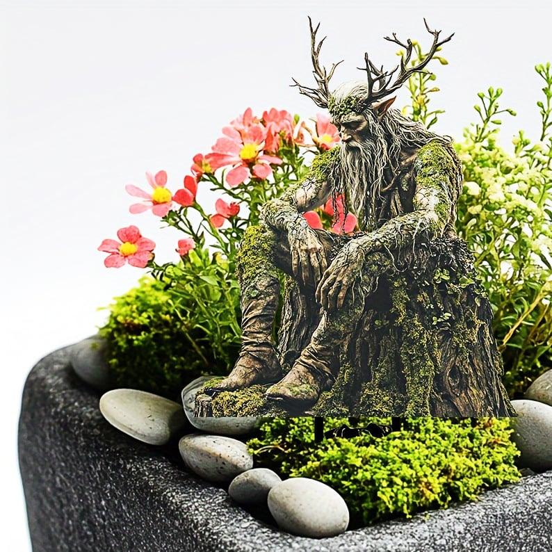 Acrylic Garden Stake with Natural Forest Spirit Design