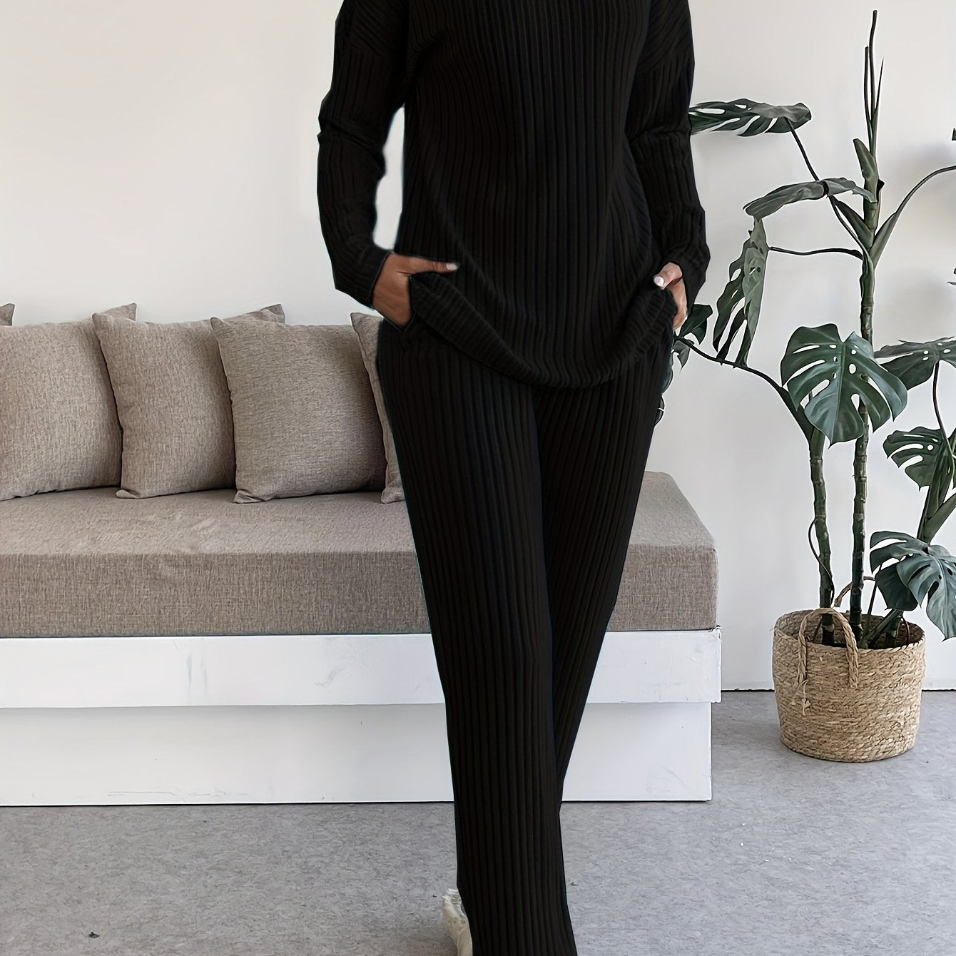 Lounge Set | Ribbed Knit | All-Day Comfort | Polyester