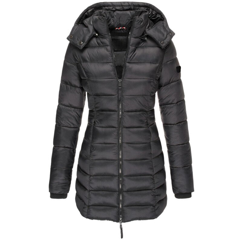 Women's Hooded Down Jacket | Quilted Longline Design | Premium Down Insulation | Warm Weather Protection