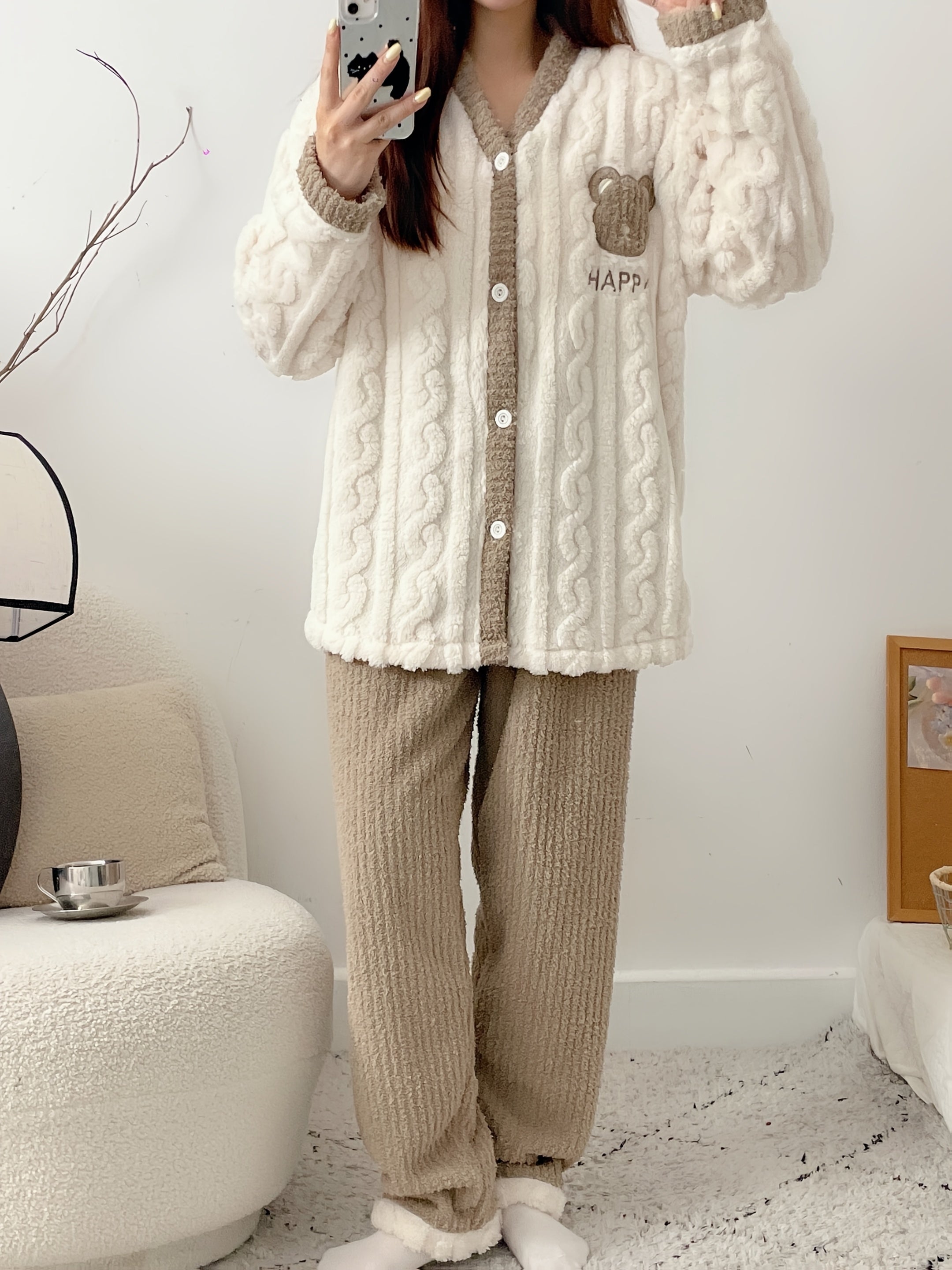 Women's Pajama Set | Plush Velvet | Cozy Winter Comfort | Polyester