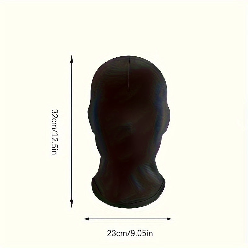 Black Full Face Halloween Mask Spandex Hood for Comfortable Costume