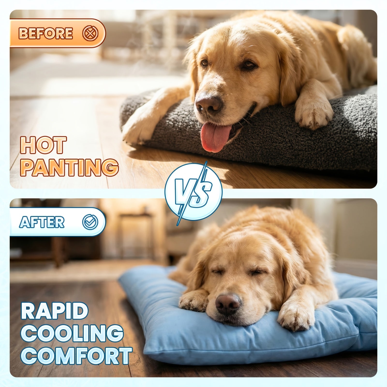 Extra-Large Summer Cooling Mat Dog Sofa Bed | Ultra-Soft, 8 Compartments, Extra-Large Plush Dog Sofa Bed | Super Soft, Thick Polyester Pet Mat with a Non-Slip Bottom | Comfortable Rectangular Sofa Suitable for Small to Large Dogs And Cats