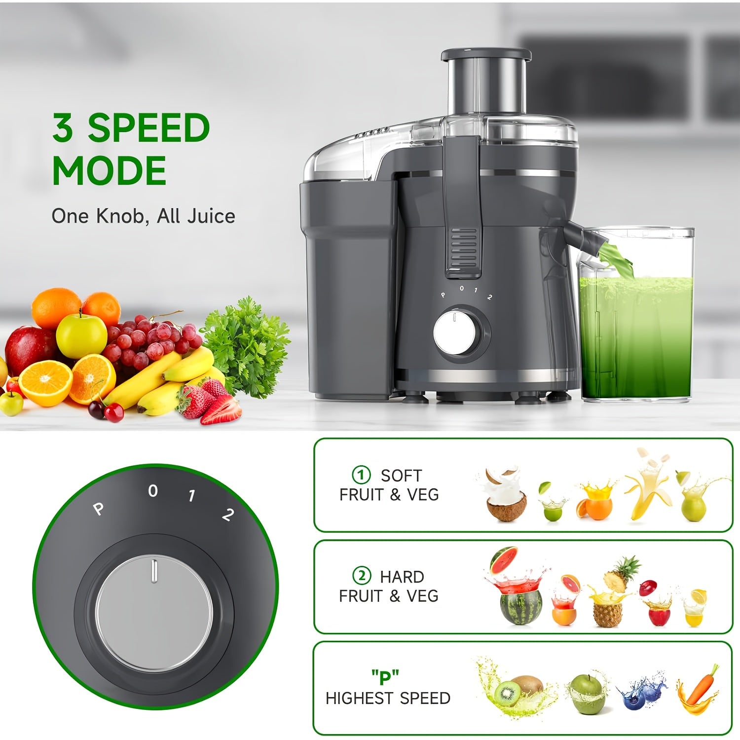 500W Fresh Press Juicer for Fruits & Vegetables – Effortless Cleanup