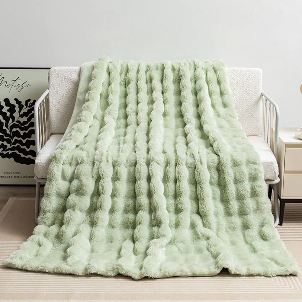 Faux Rabbit Fur Blanket | Double-Layer Plush | Extra Thick Warmth | Hypoallergenic