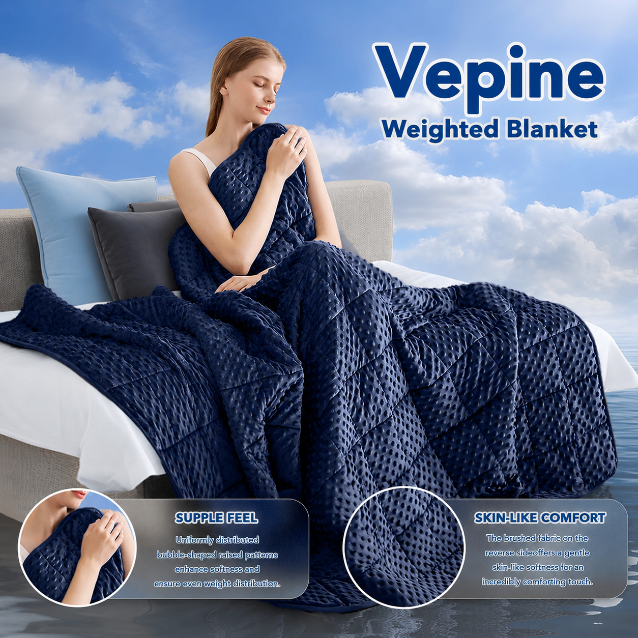 Cooling Microfiber Weighted Blanket with Dots – Soft All-Season Comfort