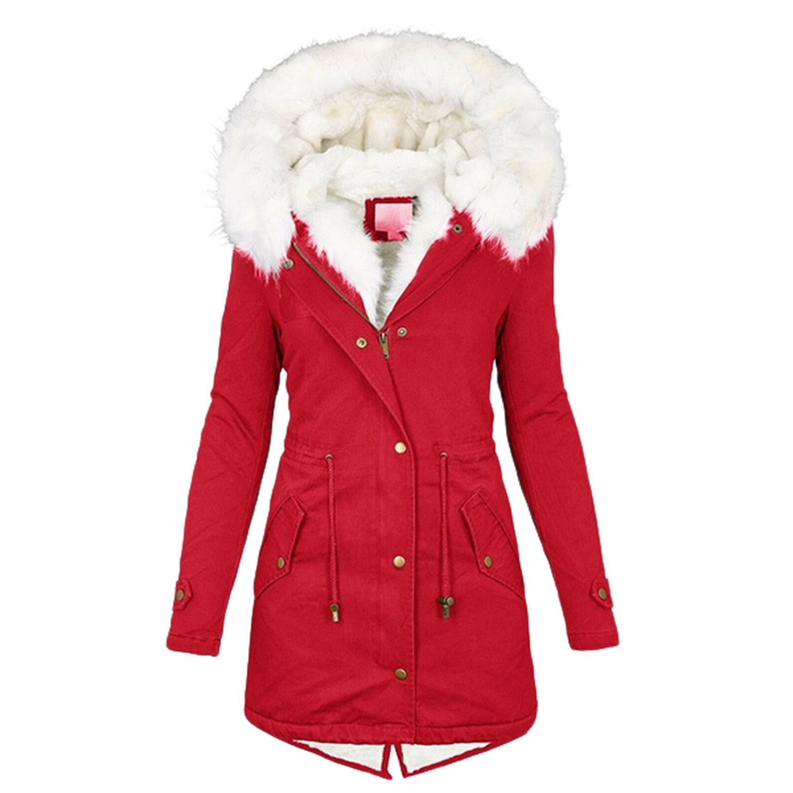 Women’s Winter Jacket | Fleece Lining & Faux Fur Trimmed Hood | Windproof & Waterproof | Adjustable Waist Drawstring