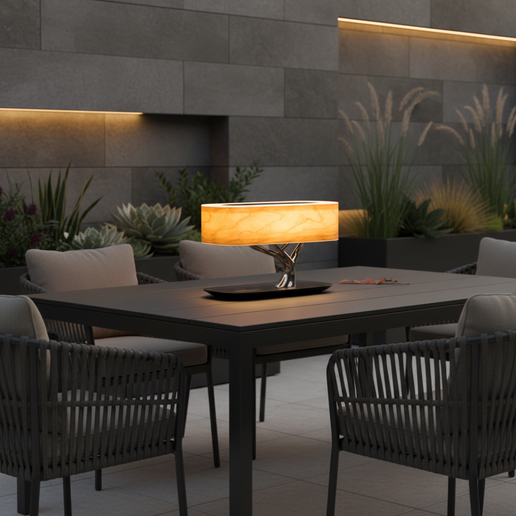 Versatile LED Lamp with Wireless Charging & Speaker Functionality