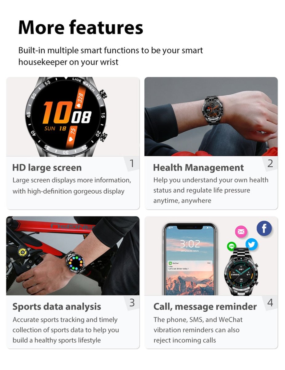 ElegancePro Bluetooth Smartwatch with Touchscreen Display
