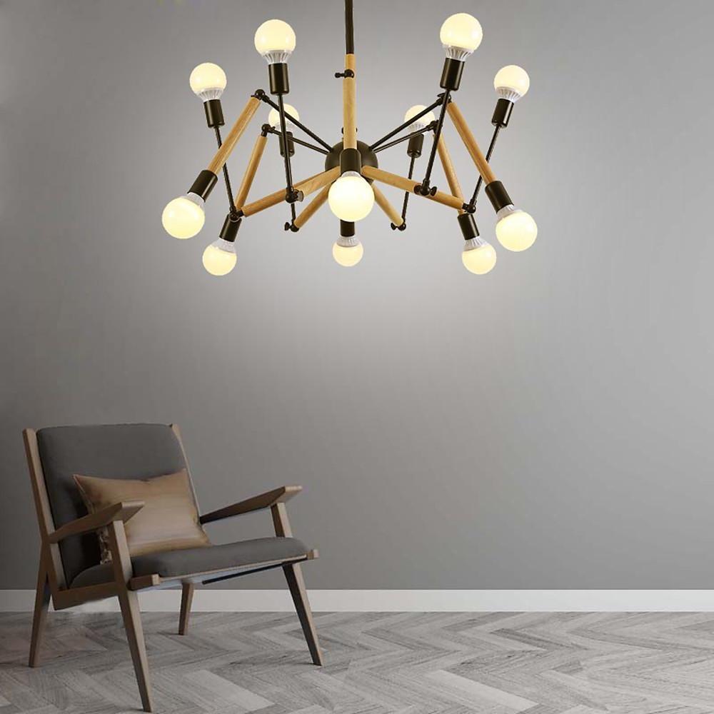 41'' LED Incandescent 12 Bulbs Cluster Design Sputnik Design Chandelier Nordic Style Contemporary Metal Wood Bamboo Chandeliers-dazuma