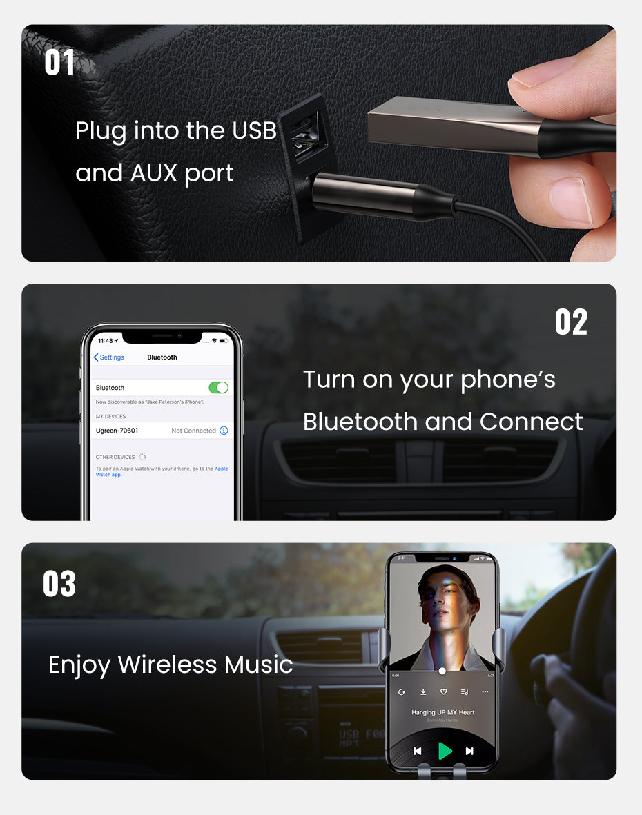 Auxiliary Bluetooth Adapter for Wireless Audio Streaming