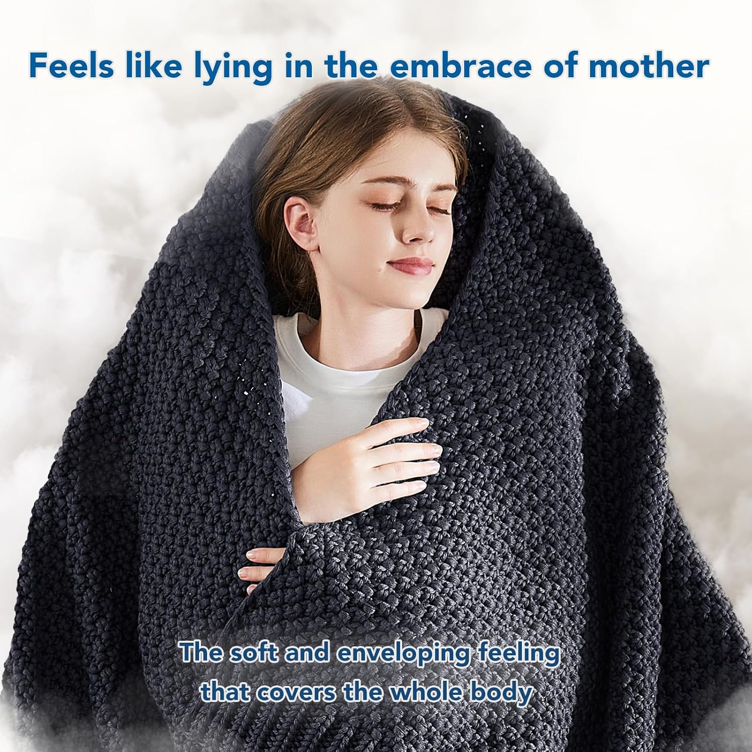 Soft Knitted Weighted Blanket with Cooling Microfiber for Year-Round Comfort