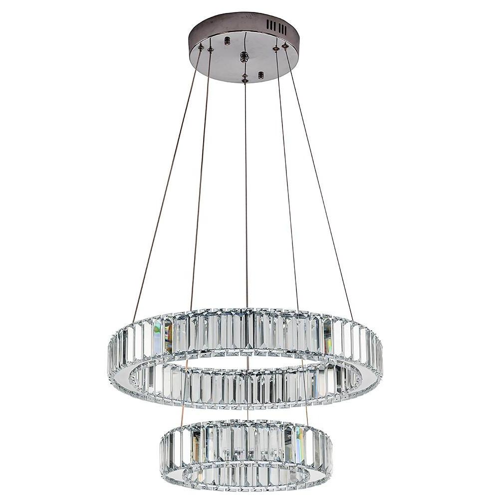 2-ring Regular Shape Crystal LED Chandelier with Steel Frame