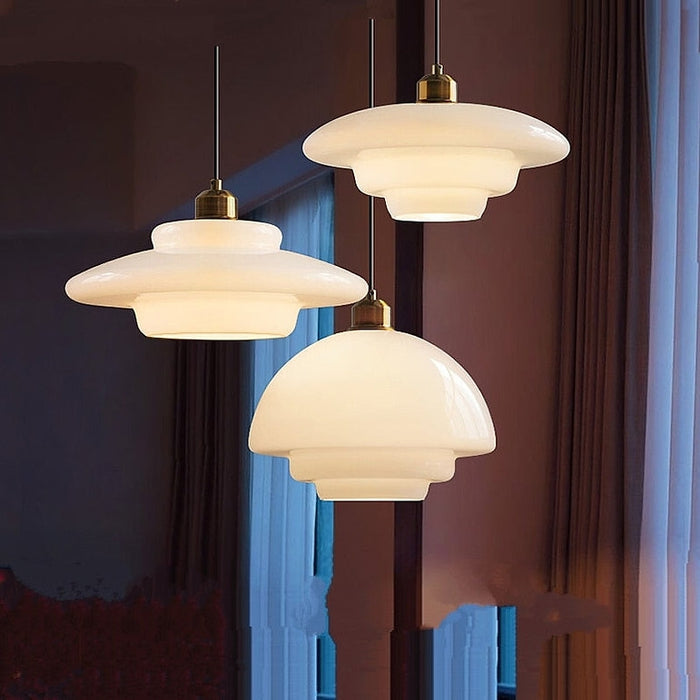 Sleek White Glass Hanging Light for Contemporary Spaces