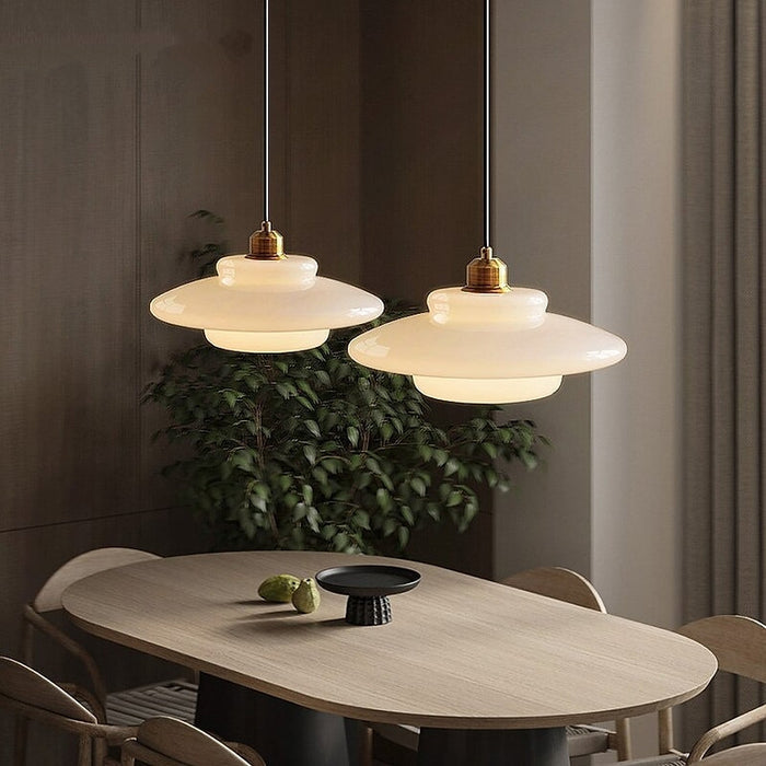 Sleek White Glass Hanging Light for Contemporary Spaces