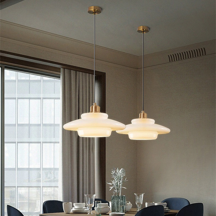 Sleek White Glass Hanging Light for Contemporary Spaces