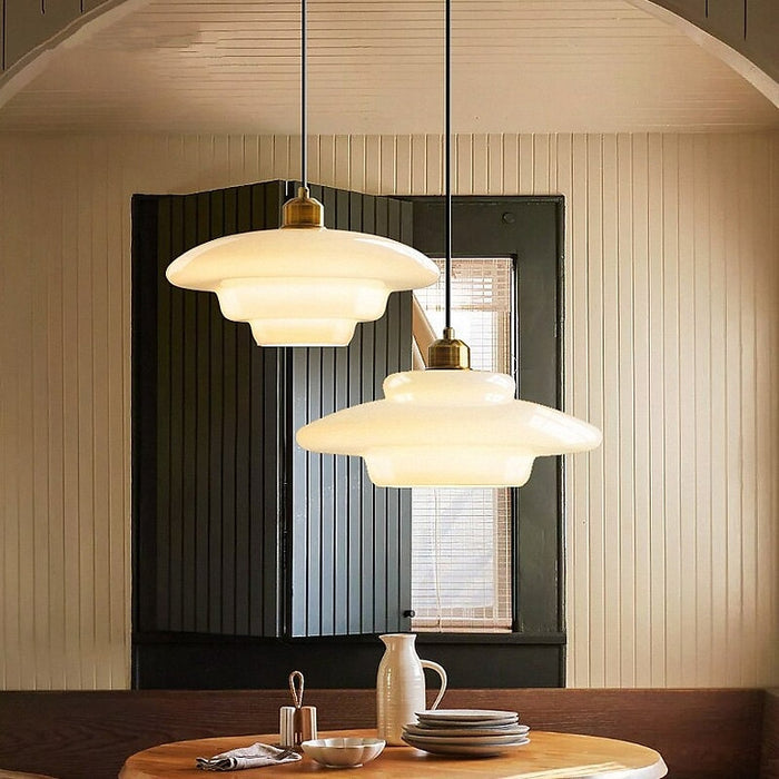 Sleek White Glass Hanging Light for Contemporary Spaces