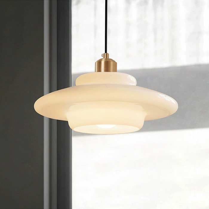 Sleek White Glass Hanging Light for Contemporary Spaces