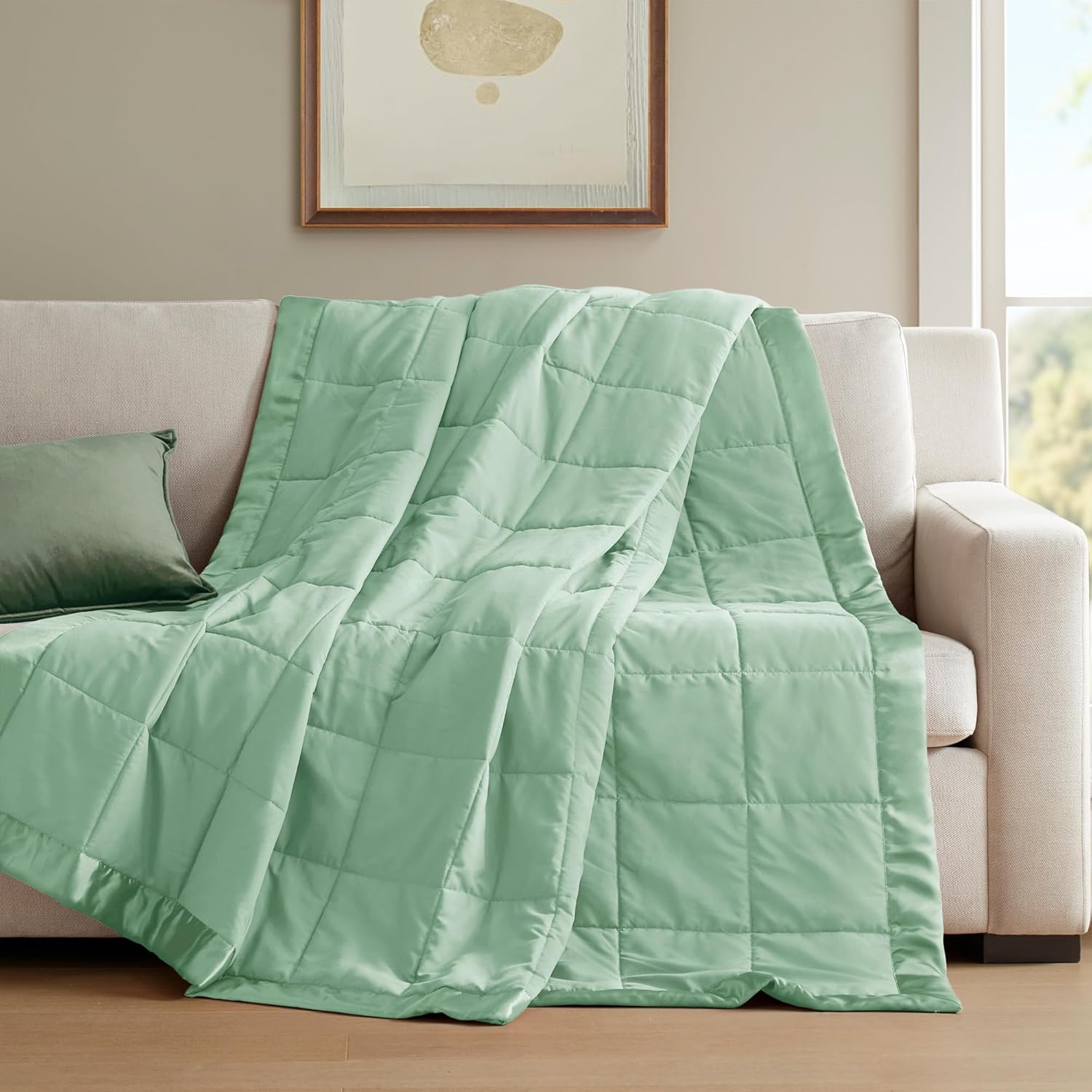 Lightweight Down Alternative Blanket with Moisture-Wicking – All Season Bed Cover with Satin Trim