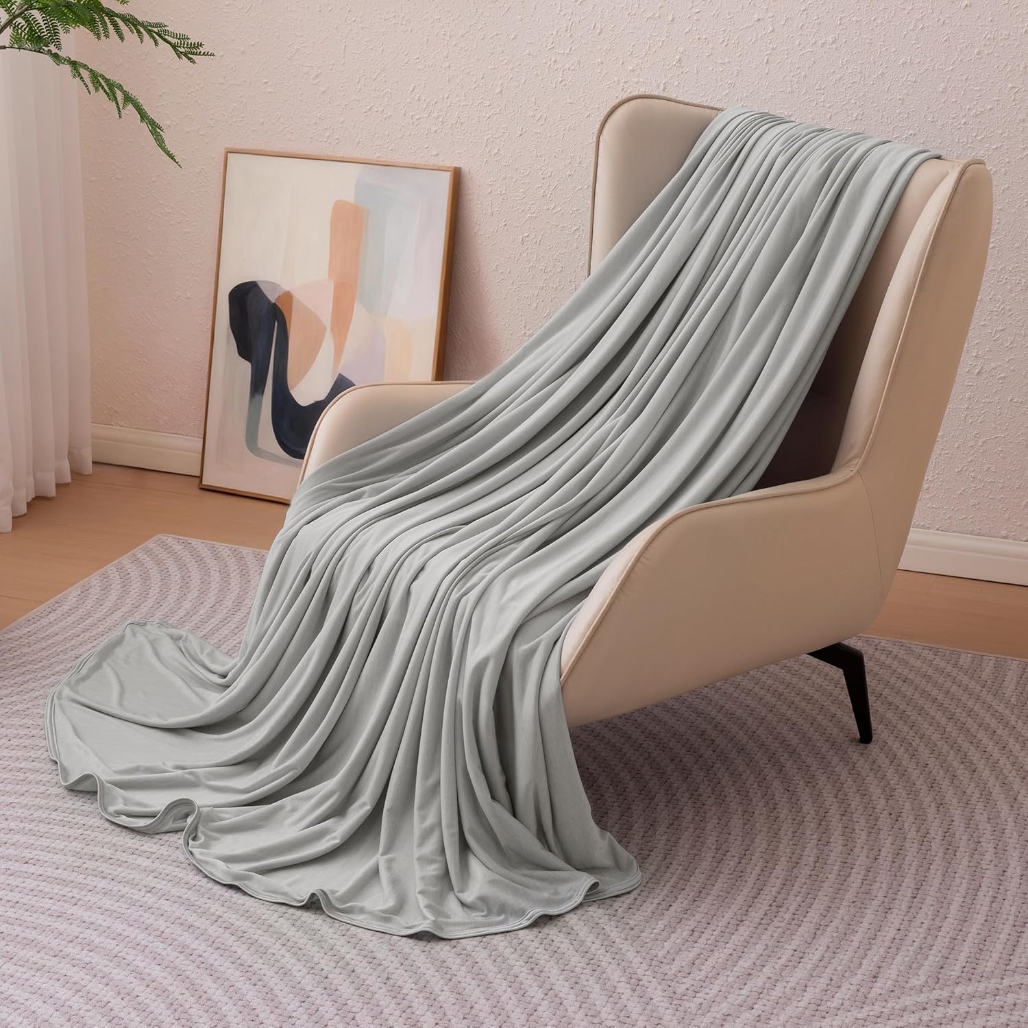 Lightweight Reversible Blanket for Hot Sleepers | Soft Thin Throw for Couch & Bed