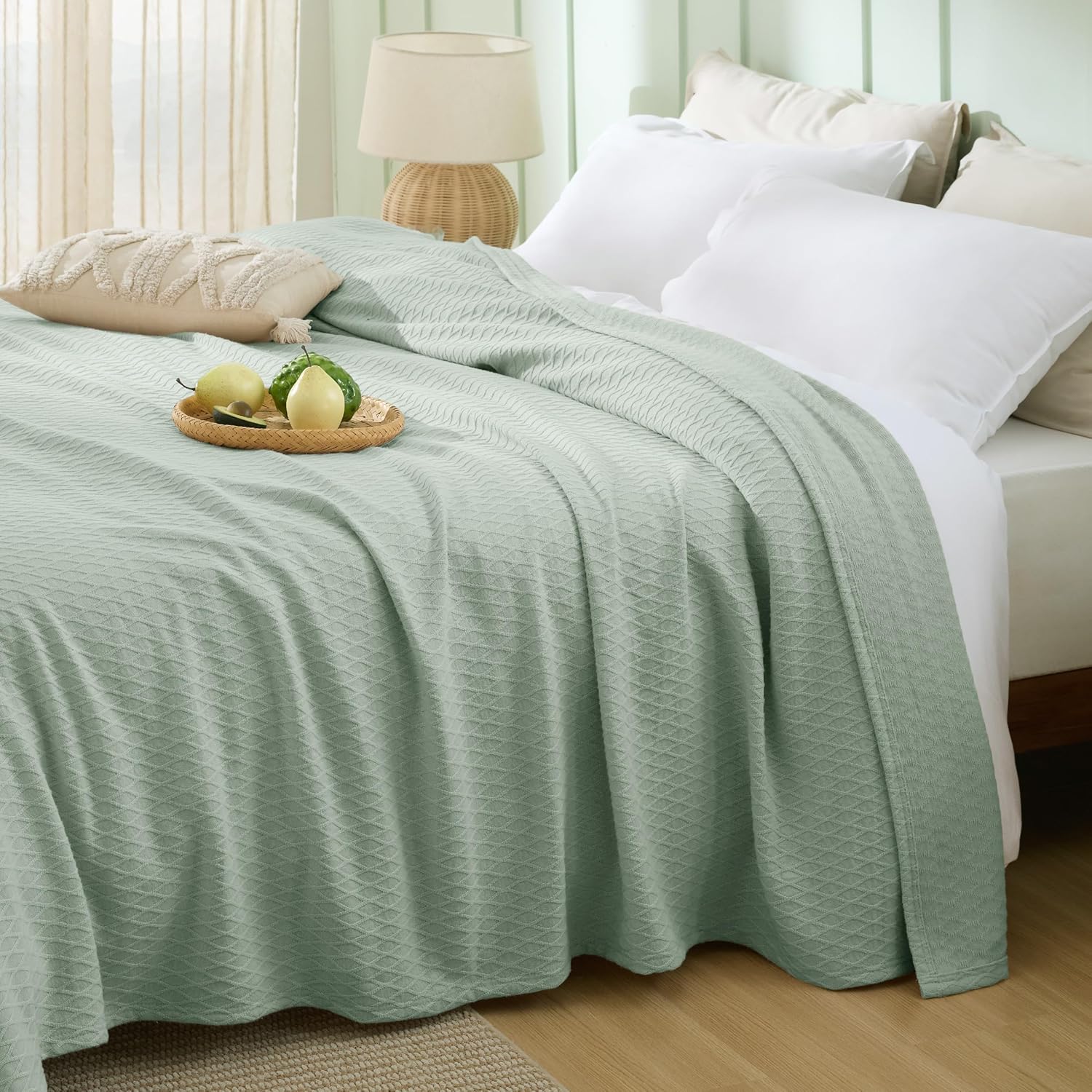 Cooling Bamboo Rayon Throw Blanket for Hot Sleepers - Lightweight Summer Comfort