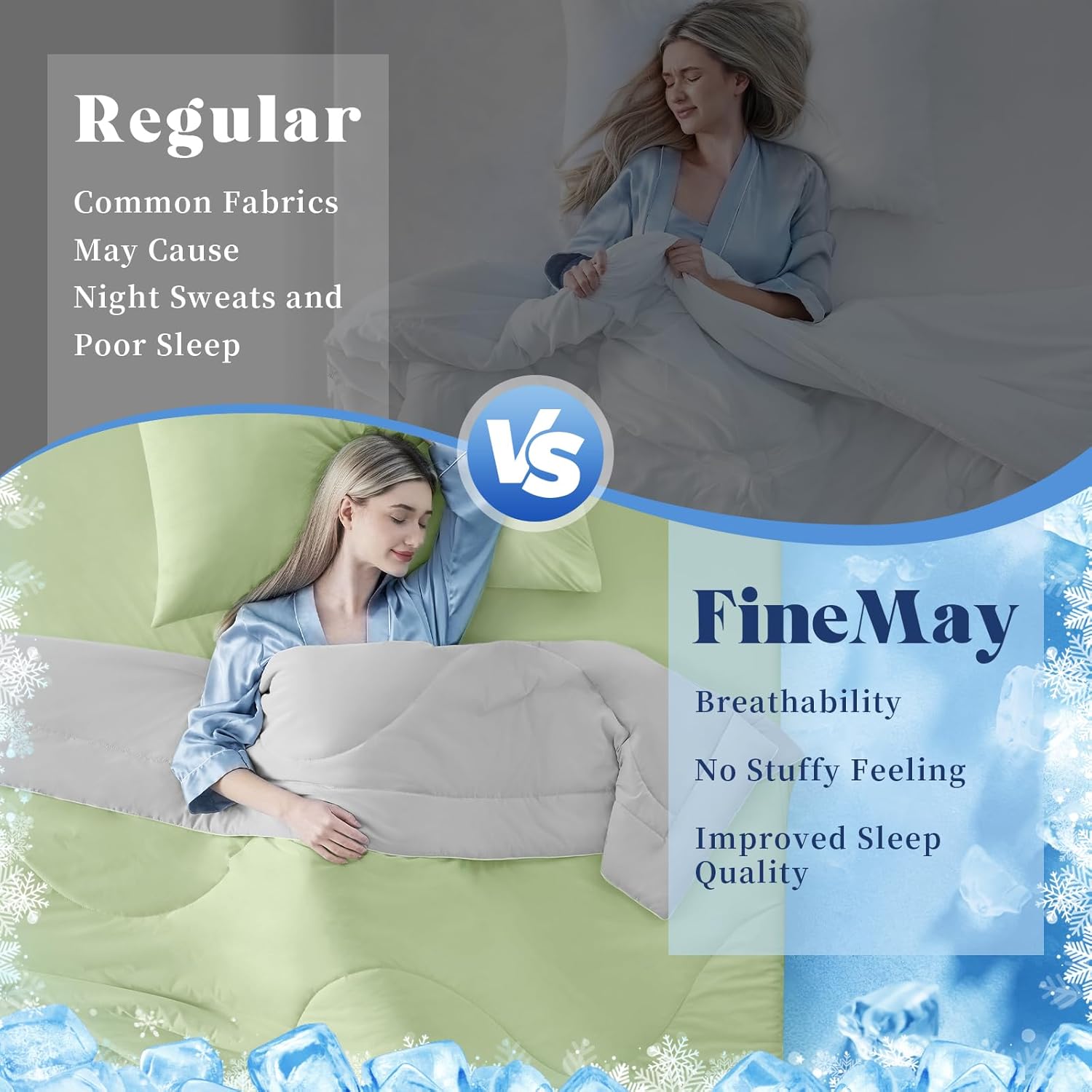 Double-Sided Cooling Blanket for Hot Sleepers | Breathable Ice Fabric