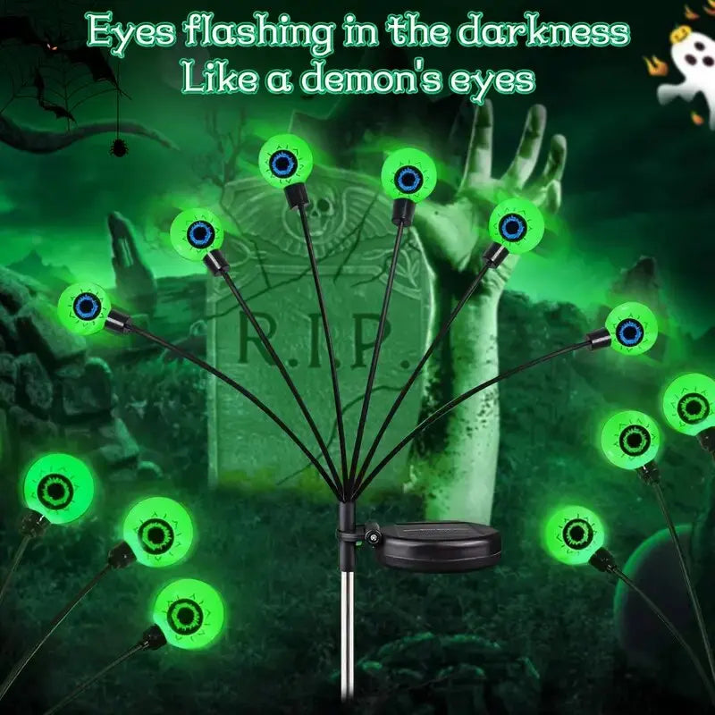 Solar Garden Lights with Halloween Eyeball Decorations
