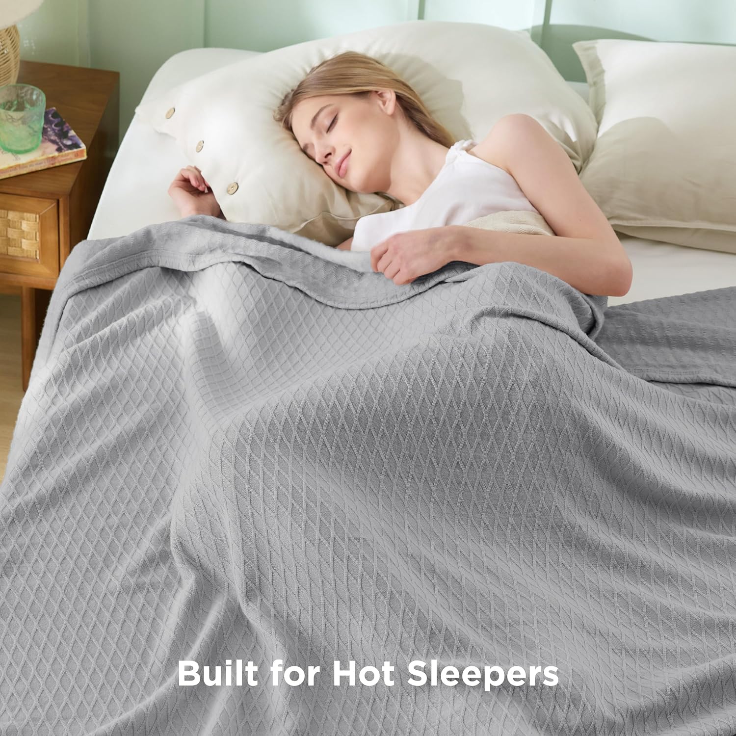 Cooling Bamboo Rayon Throw Blanket for Hot Sleepers - Lightweight Summer Comfort