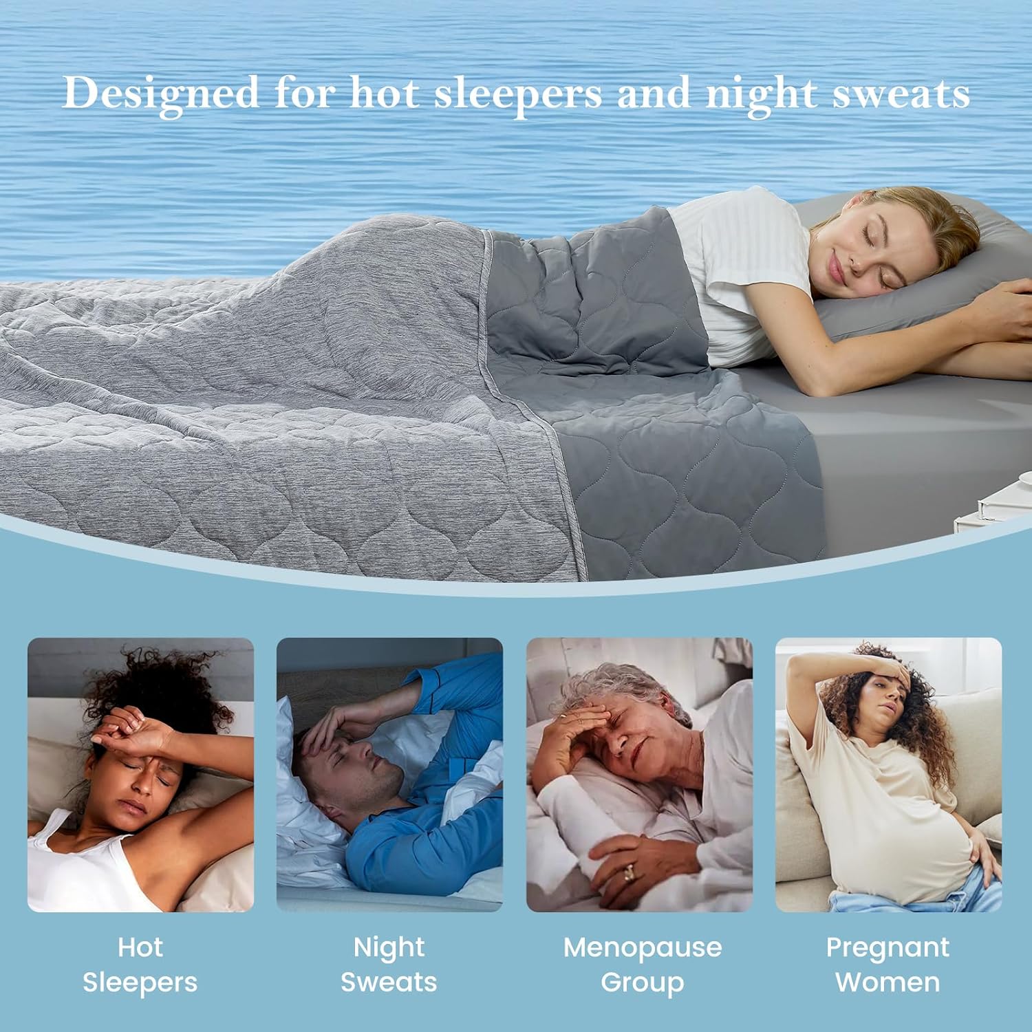Cooling Dual-Sided Blanket for Hot Sleepers - Soft Lightweight Throw