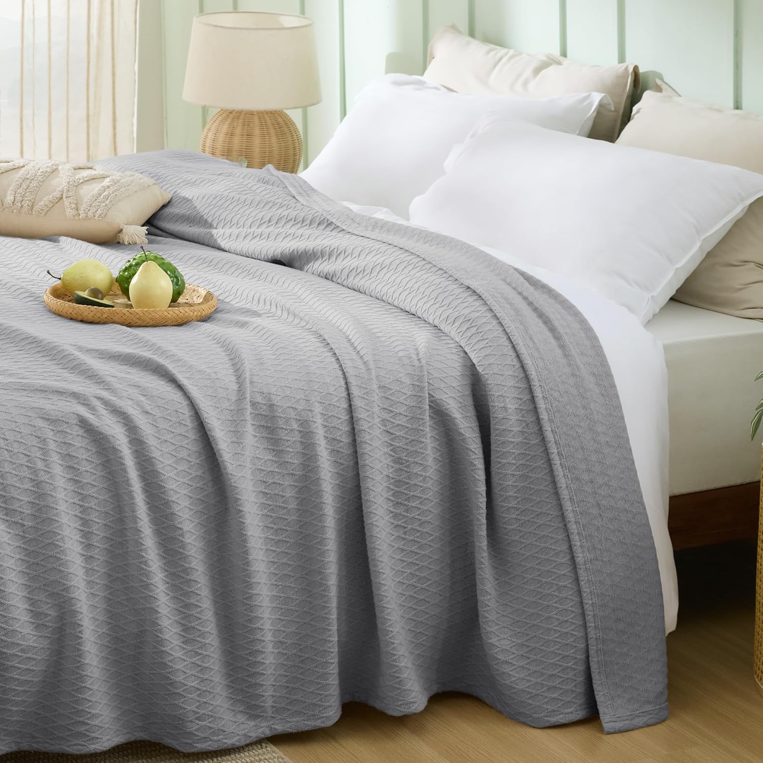 Cooling Bamboo Rayon Throw Blanket for Hot Sleepers - Lightweight Summer Comfort