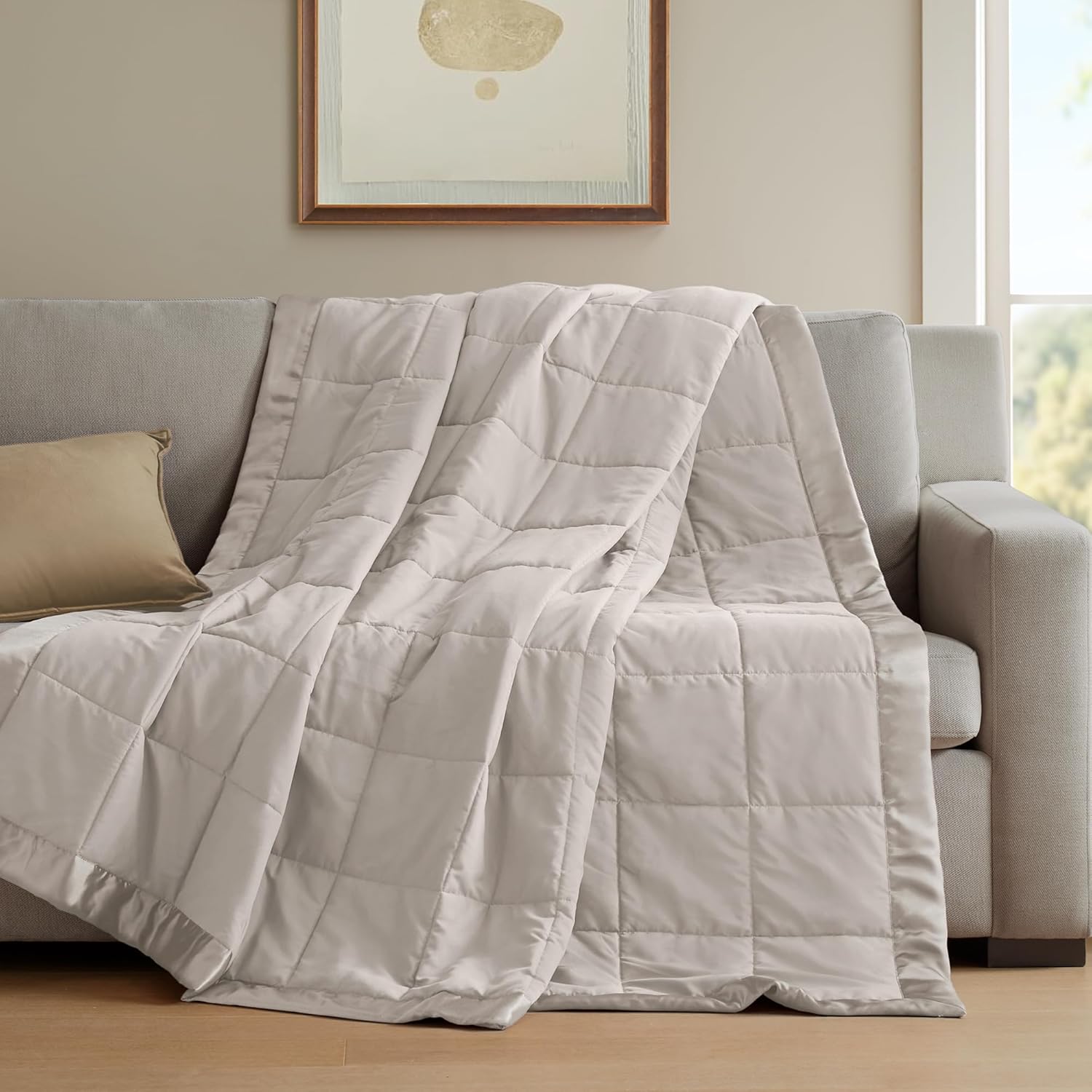 Lightweight Down Alternative Blanket with Moisture-Wicking – All Season Bed Cover with Satin Trim