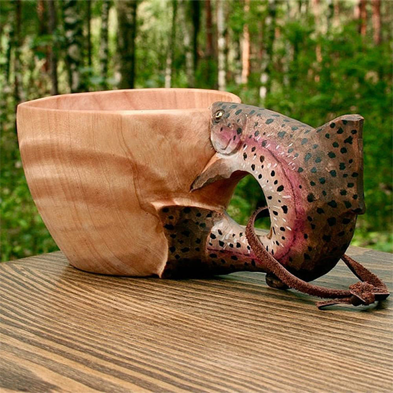 Rustic Wilderness Camping Mug | Unique Wooden Adventure Cup