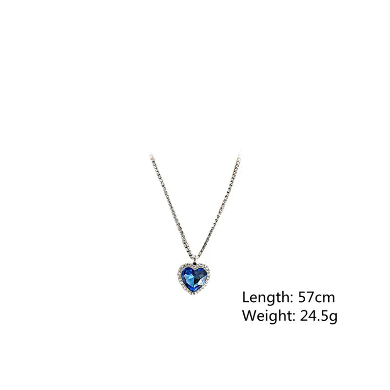 Radiant Heart Pendant Necklace in Silver with Blue Zirconia