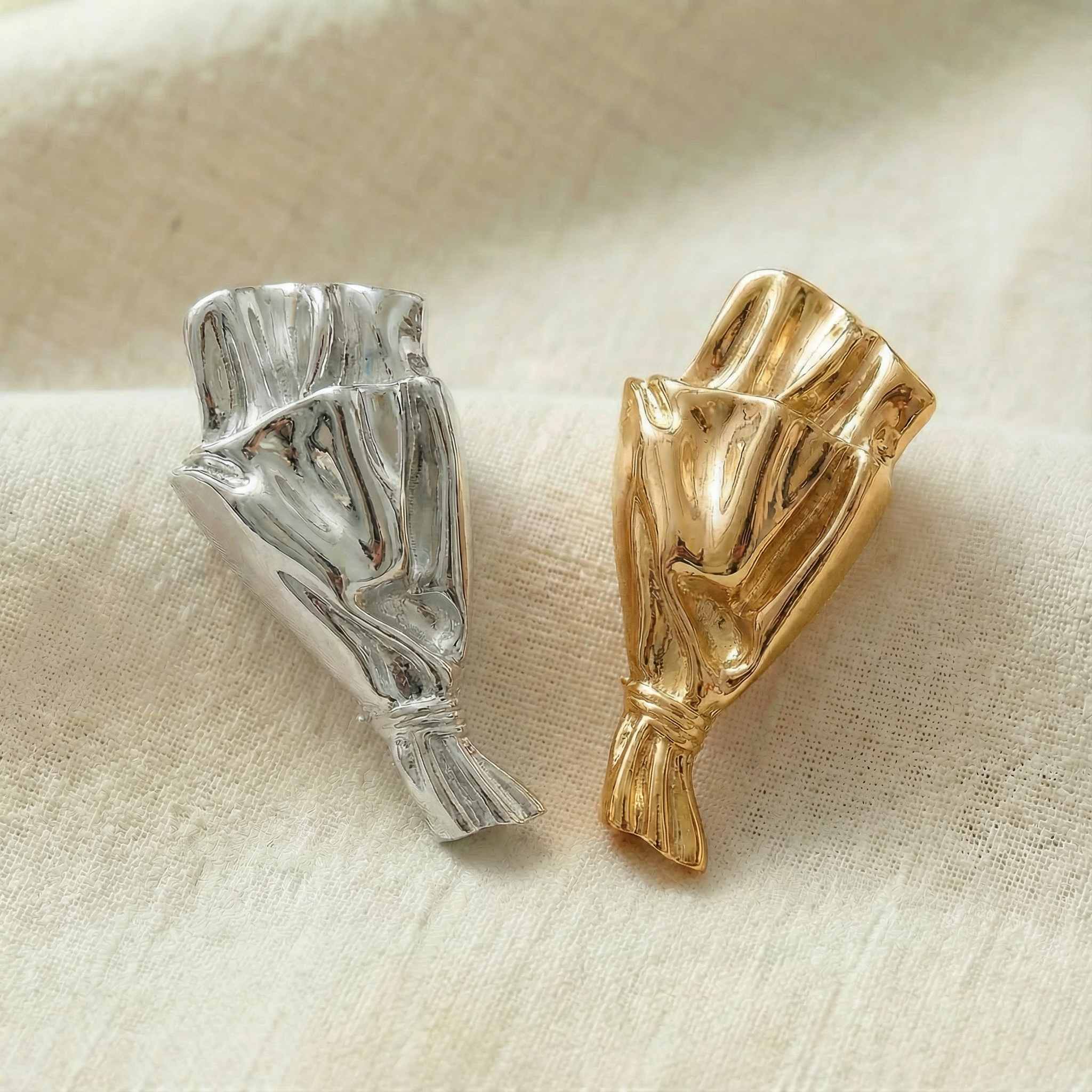 Brooch in Flower Vase Design for Fresh Stems with Narrow Opening