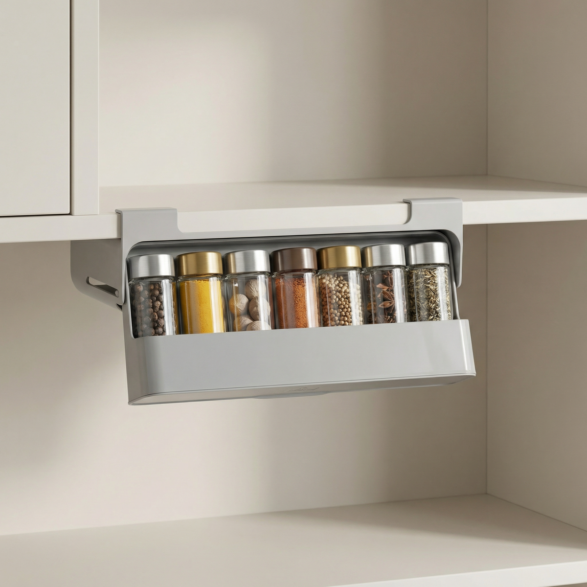 Compact Pull-Out Spice Organizer for Effortless Kitchen Clarity