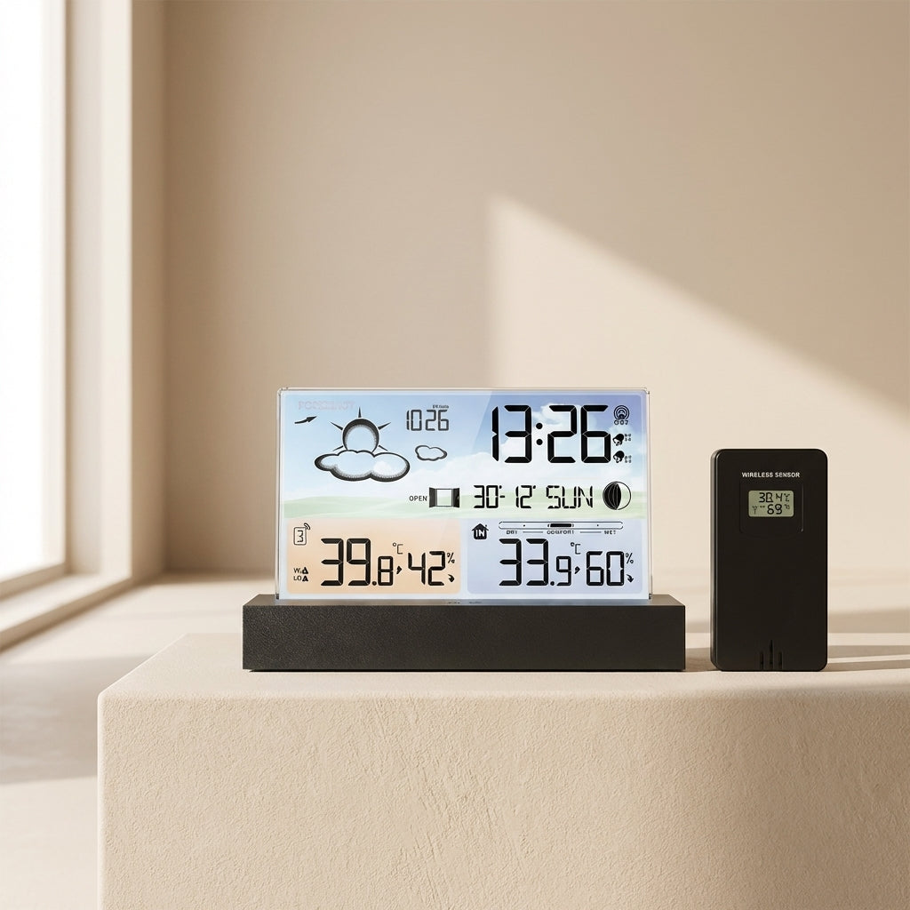 Compact Smart Clock with Alarm and Temperature Readout